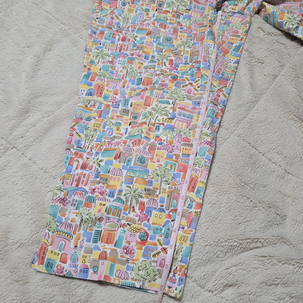 Talbots Italian Coastal Beach Print Crop Ankle Pants Stretch Colorful 10 P - Picture 11 of 16
